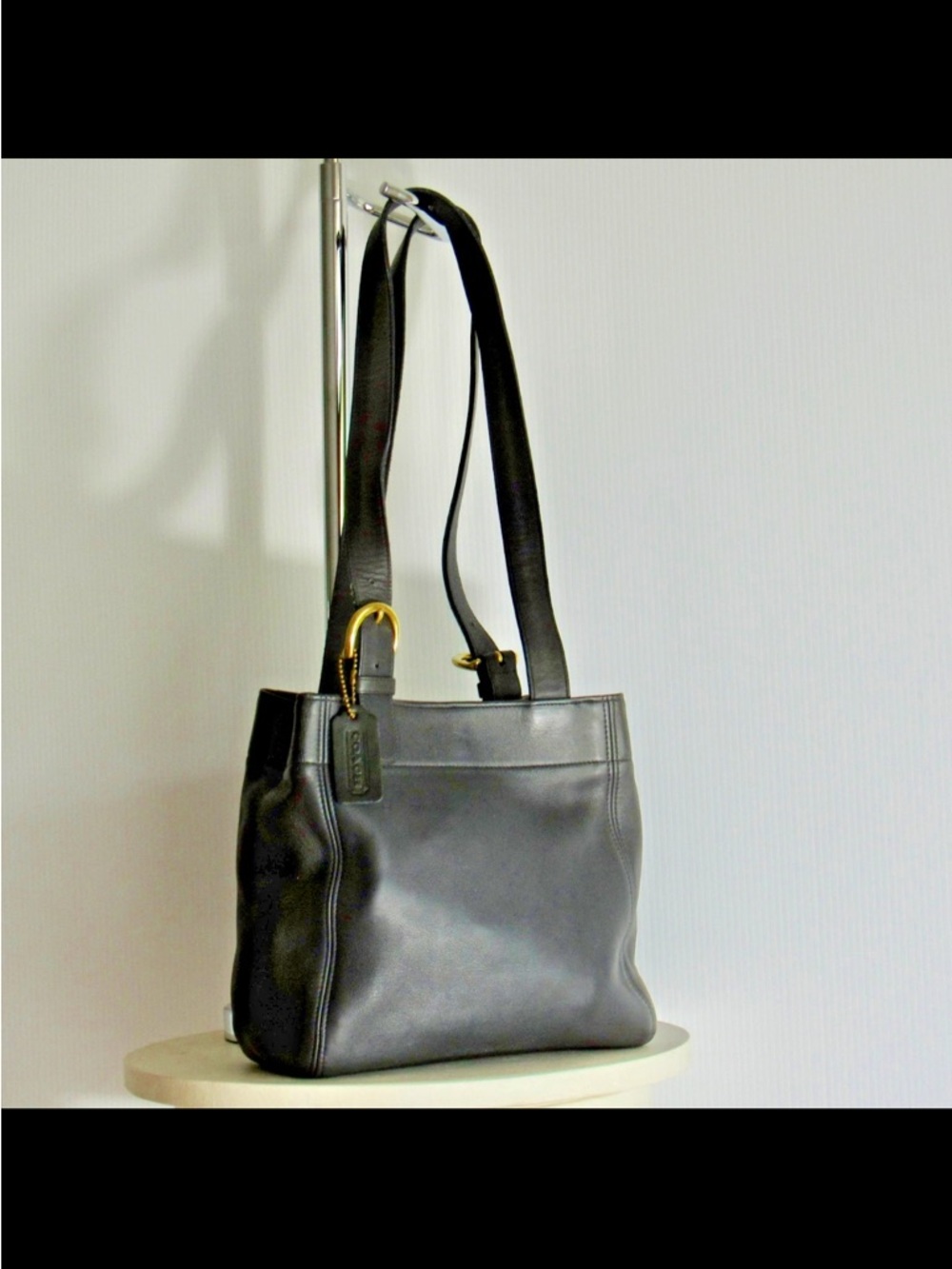 Coach Black Leather Double-Strap Shoulder Bag - Picture 16 of 16